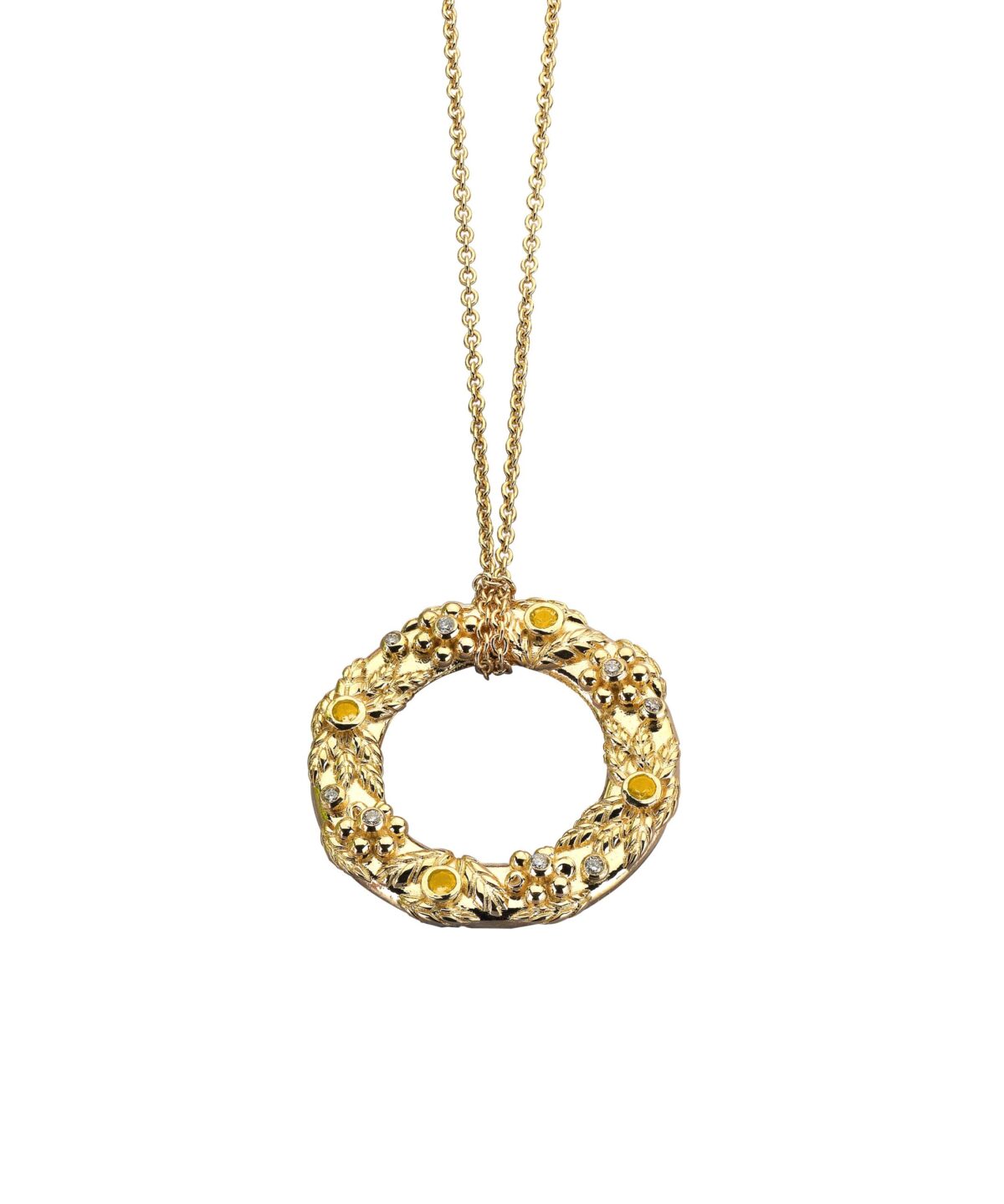 Şirin Çelenk Sarı Pırlanta Citrine Kolye