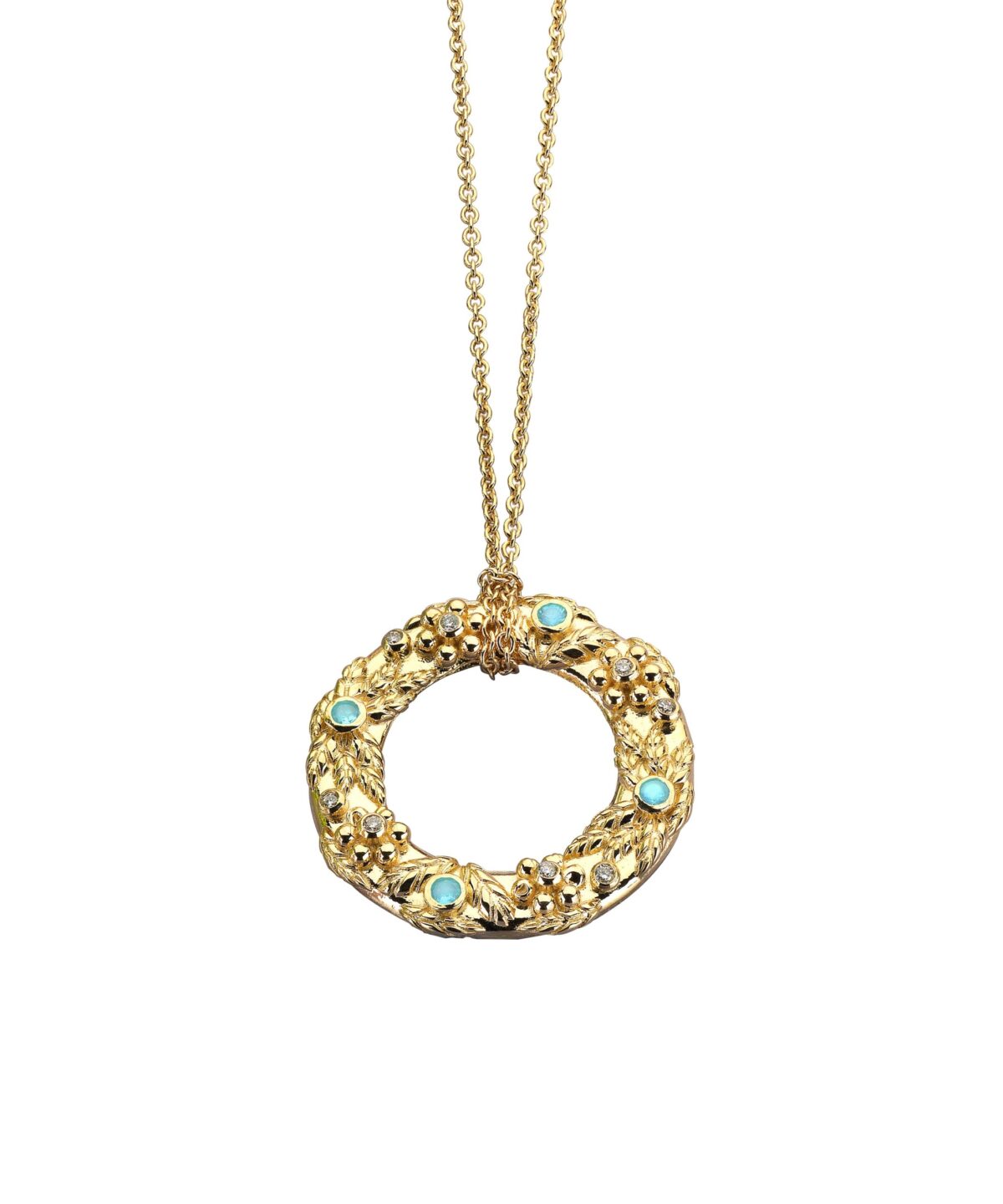 Şirin Çelenk Sarı Pırlanta Topaz Kolye