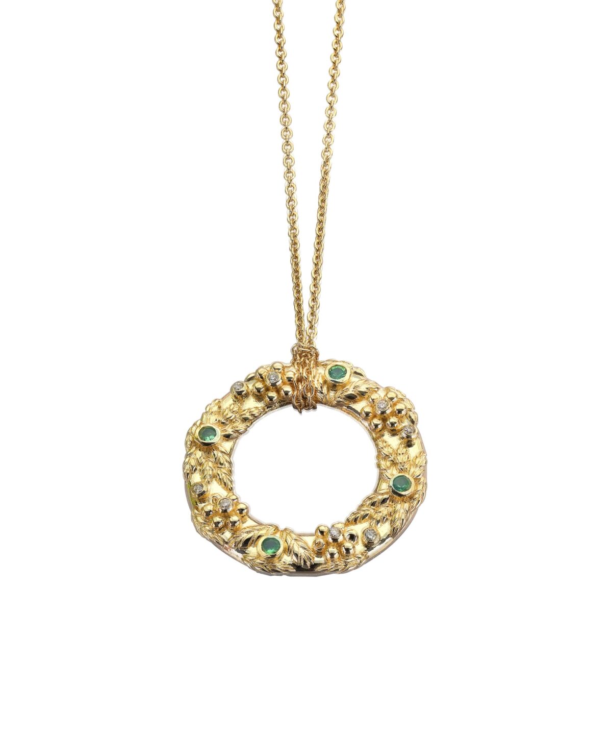 Şirin Çelenk Sarı Pırlanta Tsavorit Kolye